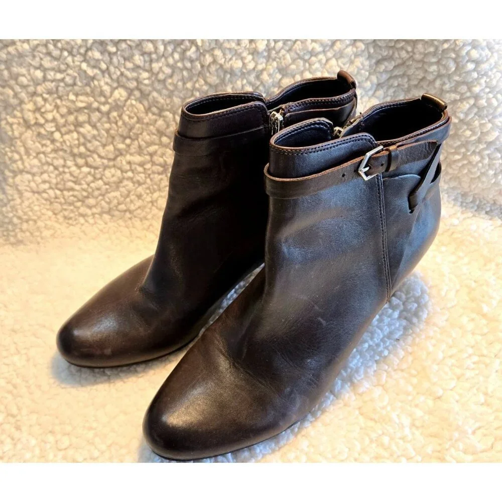 Sam Eldeman Bootie Brown Leather Sz 10M Maddox Espresso Bean Ankle Boots